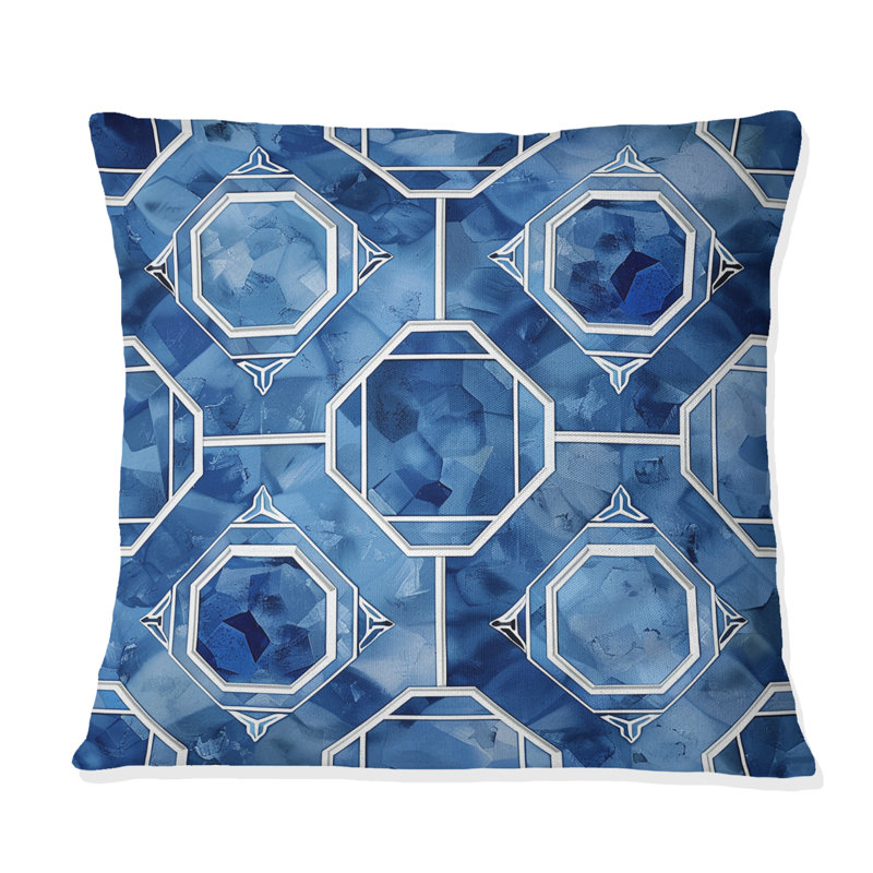 Coussin Blue Octagon Patten III - moderne, H 18 po x l 18 po