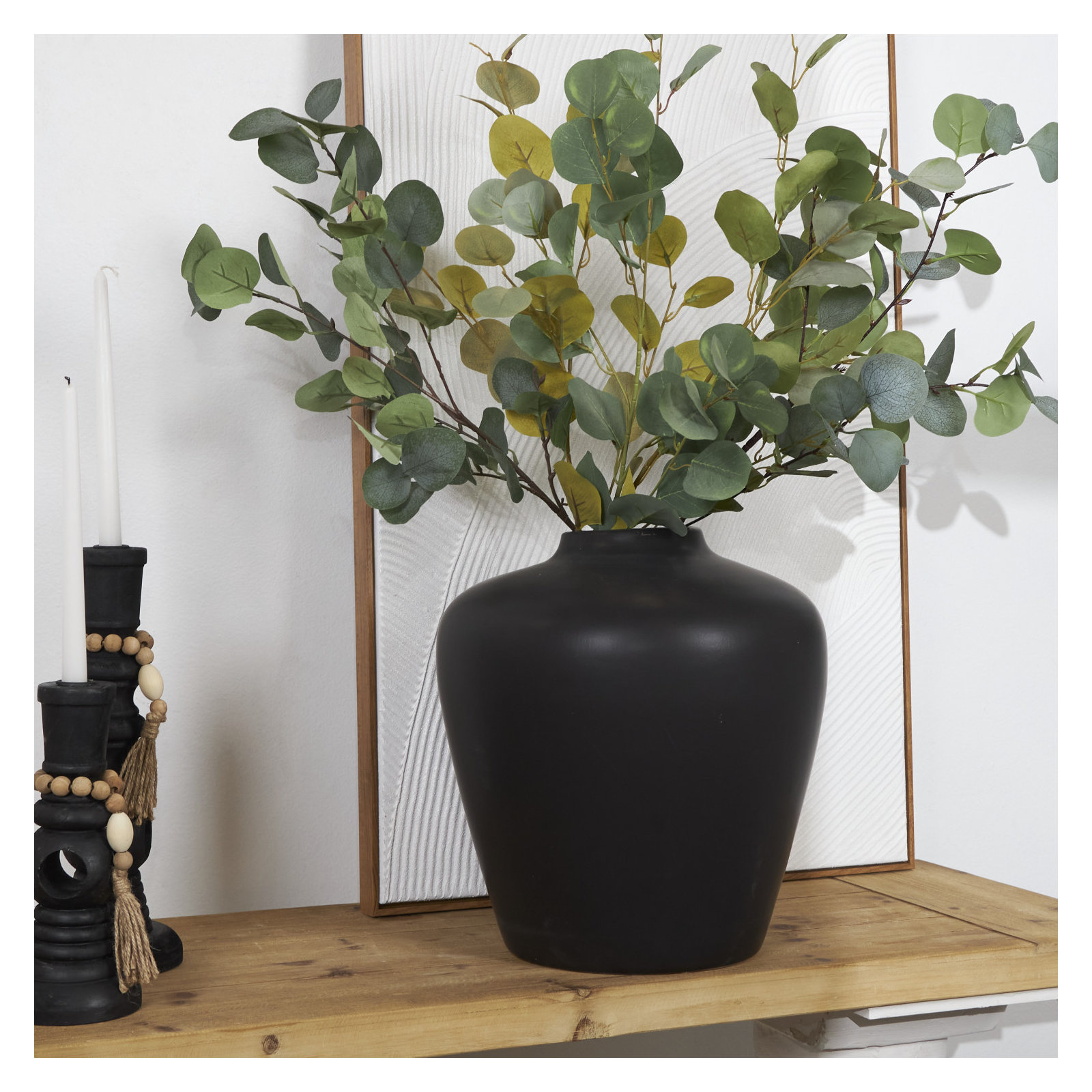 Mable Ceramic Table Vase, Black