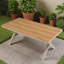 6 - 8 Person Outdoor Dining Table, Aluminum Rectangular Patio Table With X - Shape Legs, Teak Finish – Weather Resistant
