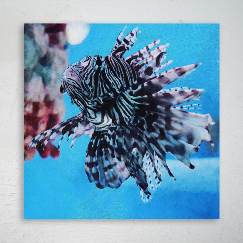 " Black And White Lionfish ", 32" W x 32" H