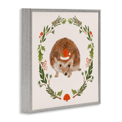Art mural sur toile Holiday Hedgehog Wreaf par Laura Konyndyk