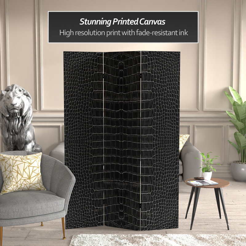 47.25'' 3 - Panel Folding Room Divider, Black