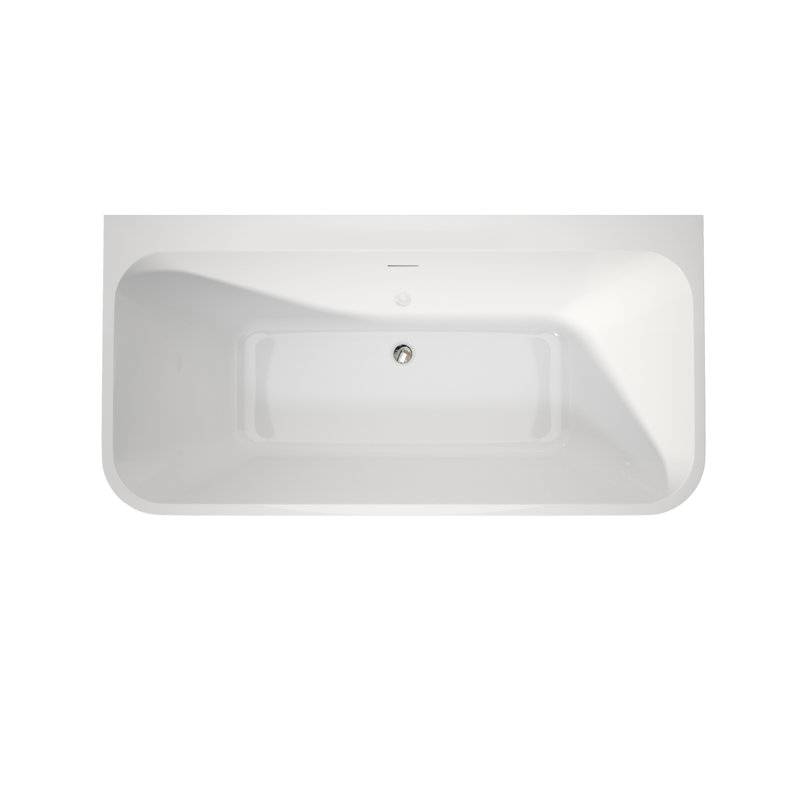 59" White Acrylic Soaking Bathtub, Non - Slip Feature, Fiberglass Reinforced Bottom, High Gloss And Comfort Oriented Design 60.32 In. Deep Rectangular White, Design, Reinforcement For A Stylish