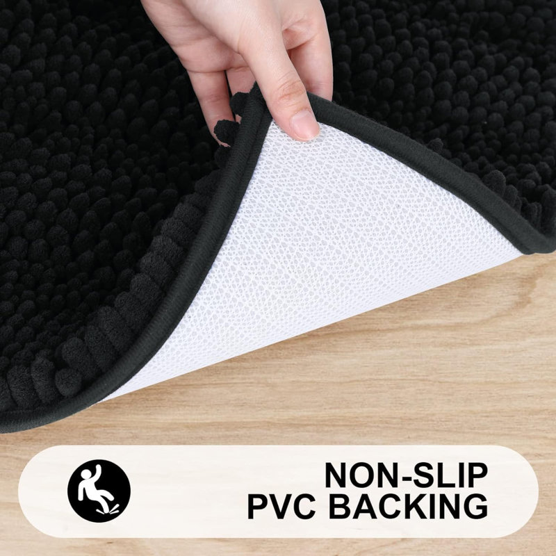 Tapis de bain Watervliet Chenille, Noir