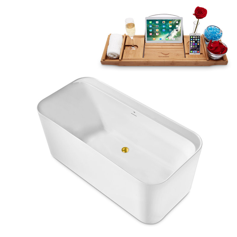59.1'' x 28.7'' Soaking Acrylic Bathtub, Polished Gold
