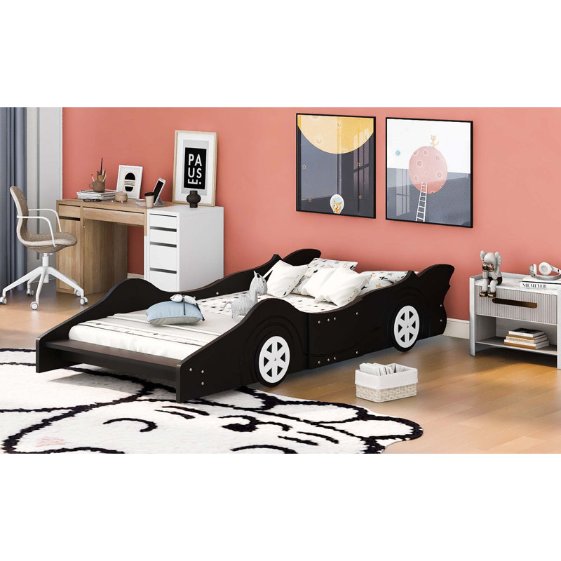 Race Car-Shaped Platform Bed, Twin, Black