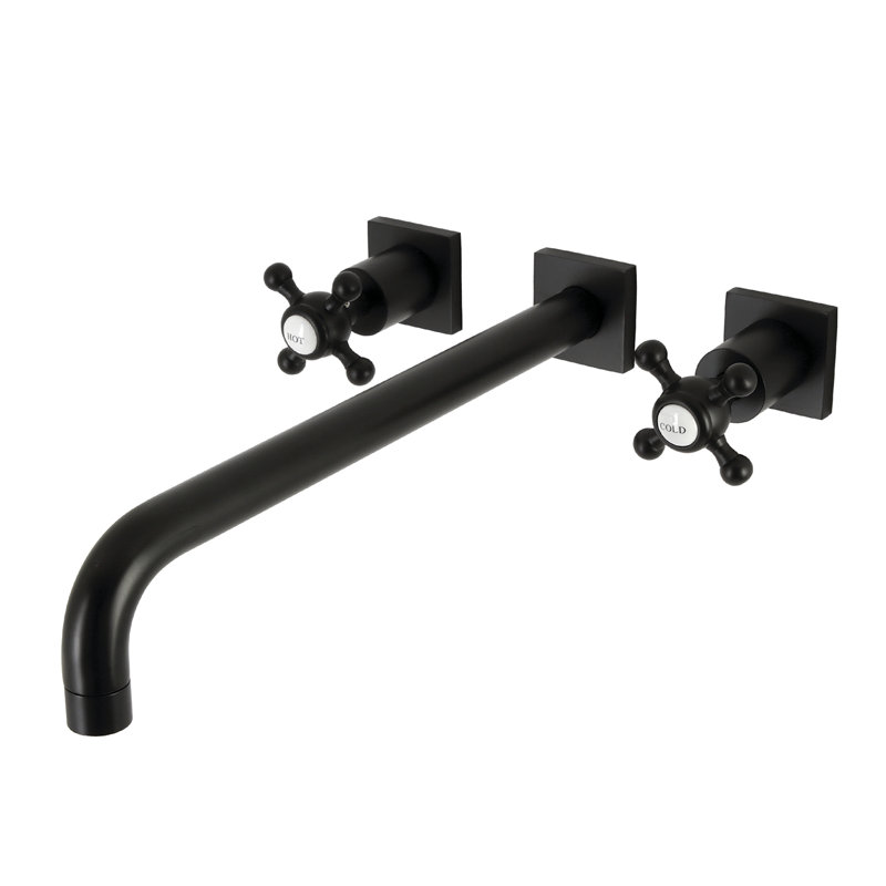 Metropolitan Double Handle Wall Mounted Roman Tub Faucet, Matte Black