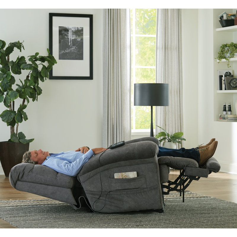 Fauteuil inclinable 39 po avec masseur, 100 % polyester gris