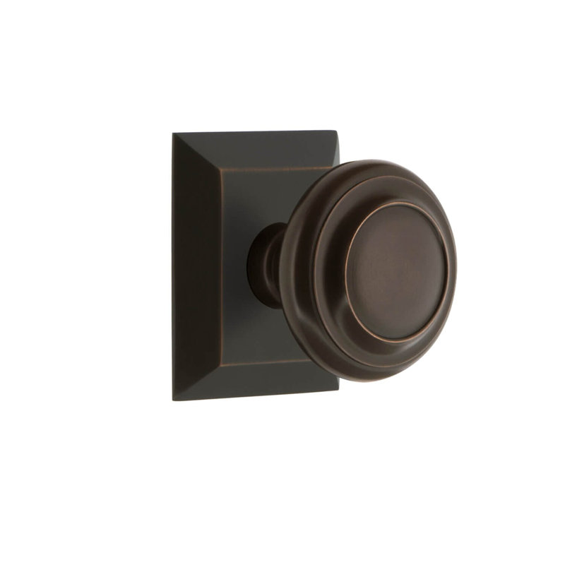 Rosette Grandeur Fifth Avenue Square avec bouton circulaire, 2.75", Bronze éternel