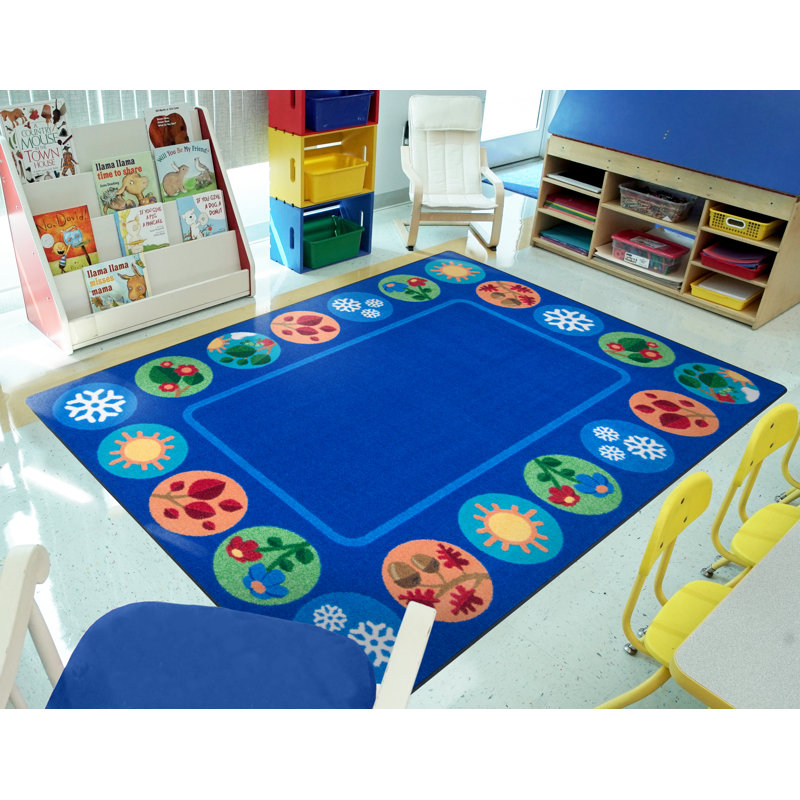 Tapis bleu touffeté Sit Around the Seasons, Rectangle 5 pi 4 po x 7 pi 8 po 