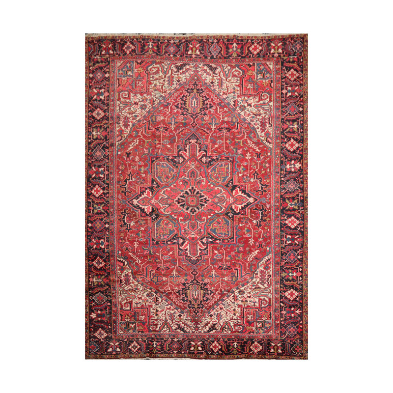 Tapis rouille en laine noué à la main de conception unique 9 pi 5 po x 13 pi 3 po