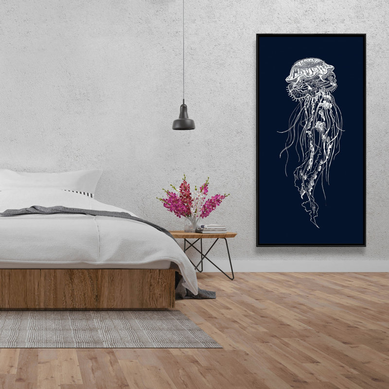 Detailed jellyfish illustration - 24"x48" Framed canvas