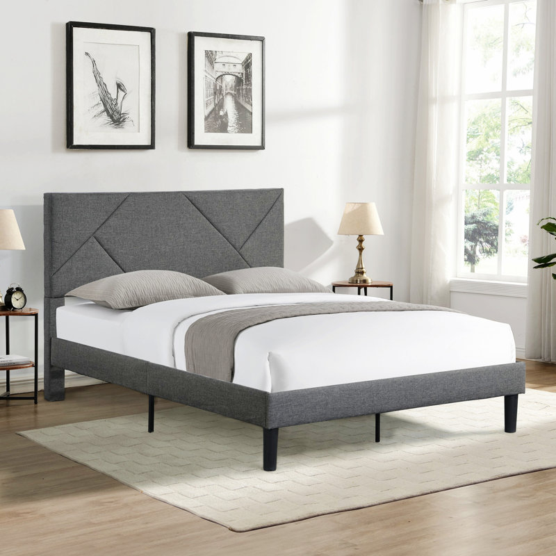 Lit plateforme tapissier avec tête de lit, cadre de lit Bedrooom avec support à lattes de bois