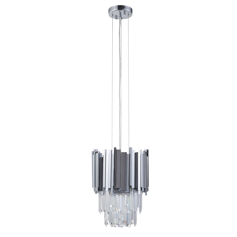 Luminaire suspendu en cristal 4 lumières Transitional, Chrome