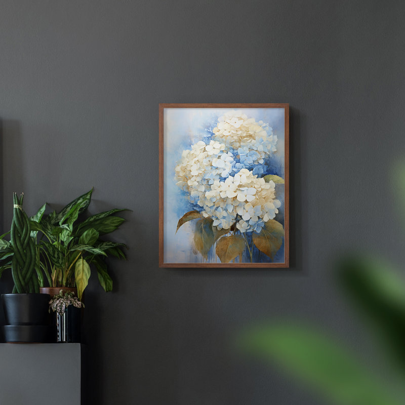 Série FLORAL CV - reproduction encadrée de qualité supérieure - prête à être accrochée - aucun clou requis, Noyer