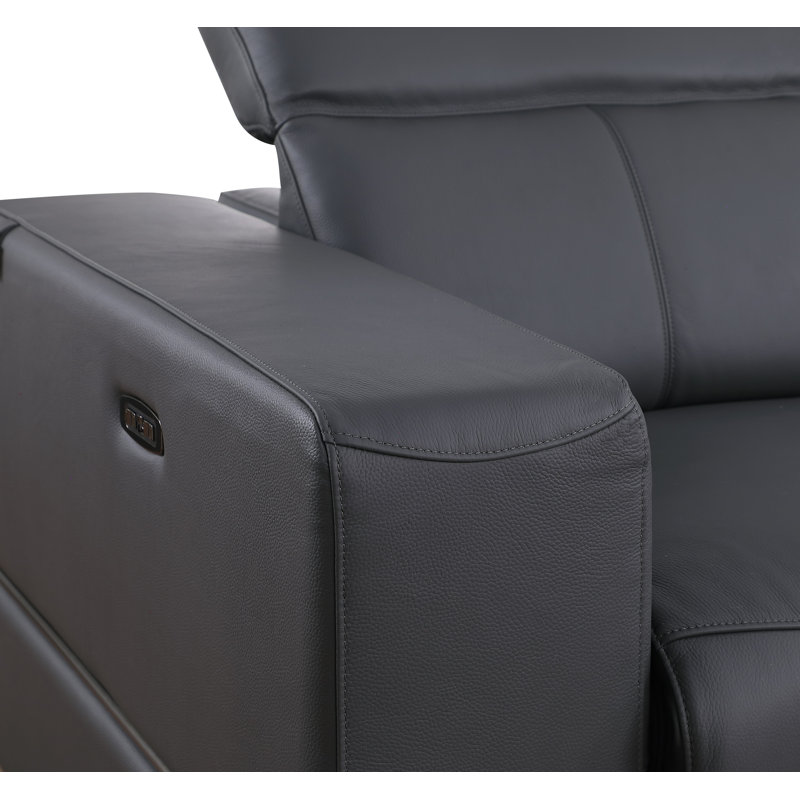 Marco Collection Dark Grey Sectional Genuine Leather Reclining , Dark Gray Genuine Leather
