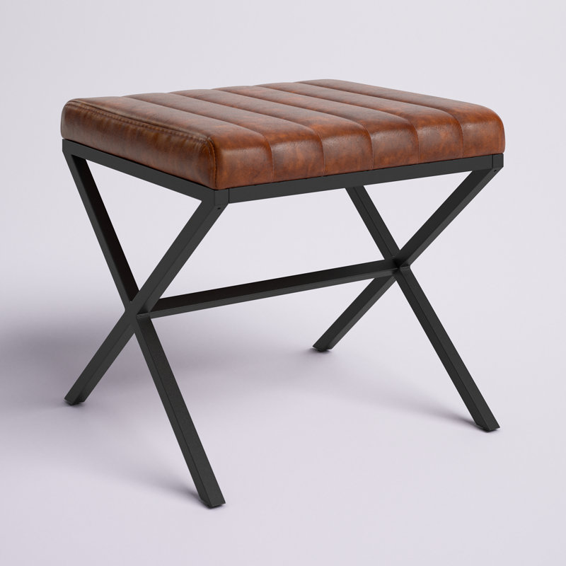 Tabouret de coiffeuse en simili cuir Pollman, Noir / brun