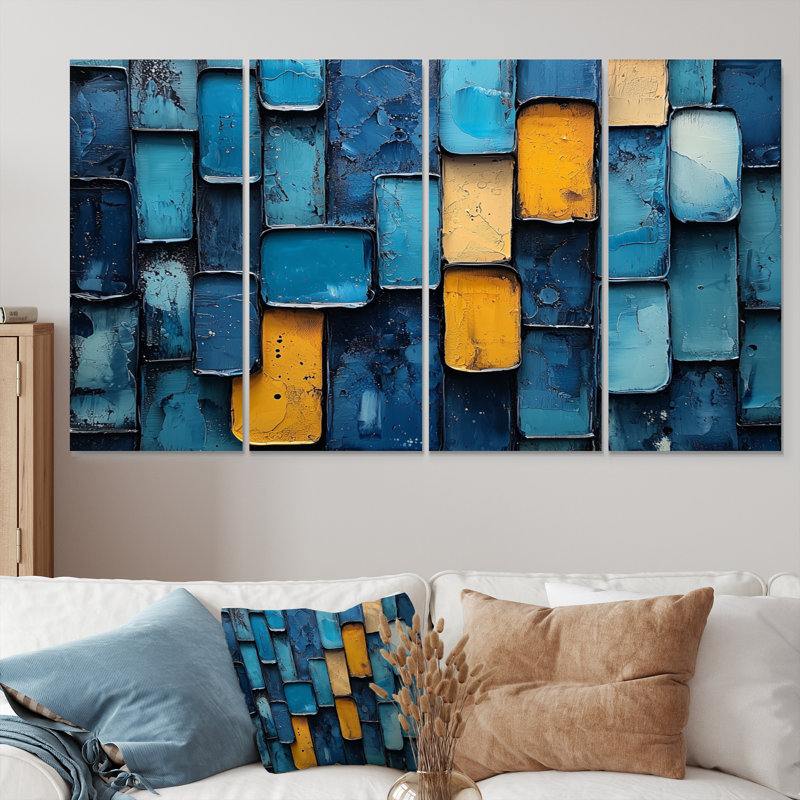 Art géométrique impulsion géométrique II - Op Art mural - décoration murale moderne, H 28 po x l 48 po, 4