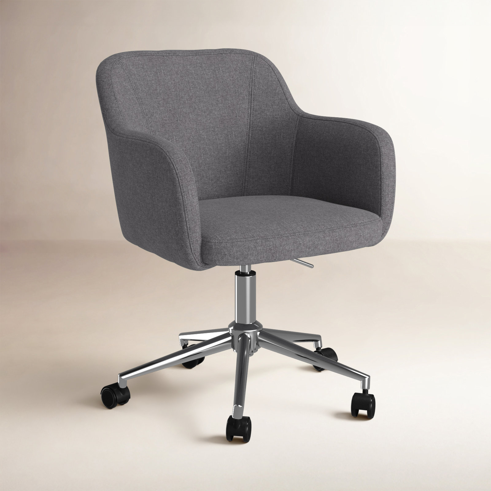 Imbali Swivel Office Chair, Gray, Linen