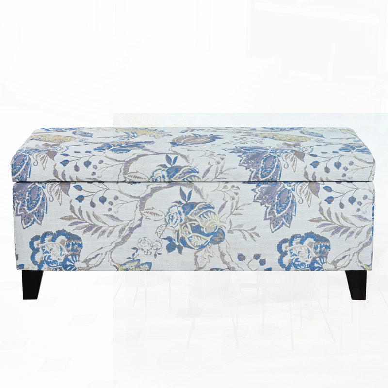 Repose-pieds avec rangement et tissu à motif floral