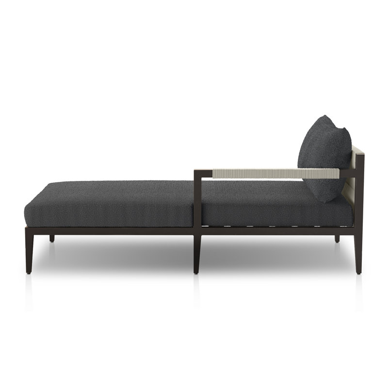 Sherwood Outdoor Chaise Lounge, Fiqa Slate Boucle, Weathered Gray/Dark Gray