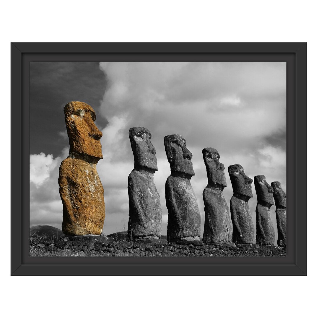 Gerahmtes Wandbild schöne Moai Statuen