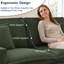 Canapé 2 places en velours côtelé, accoudoirs carrés de 150 cm, structure en bois massif avec poche de rangement pratique, style nuage, idéal pour un appartement, vert-2101285572