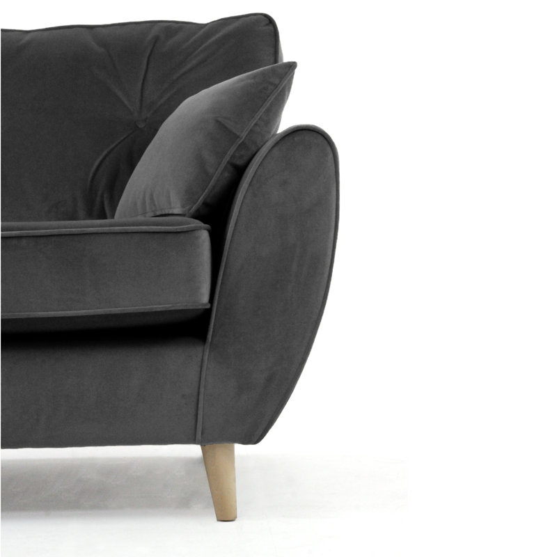 Rafe 2 Seater Velvet Sofa, Anthracite Velvet