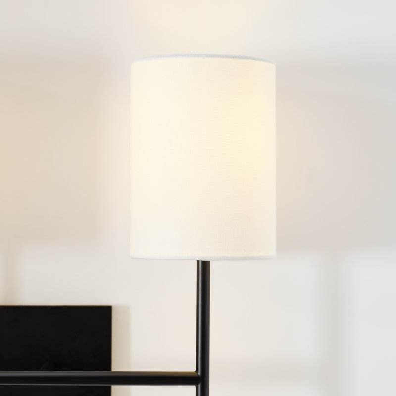 Barbara Barry Key Bathroom Bedroom Wall Fixture With White Linen Shade, 1 Light, Matte White, 15.5" H x 5" W x 6.375" D