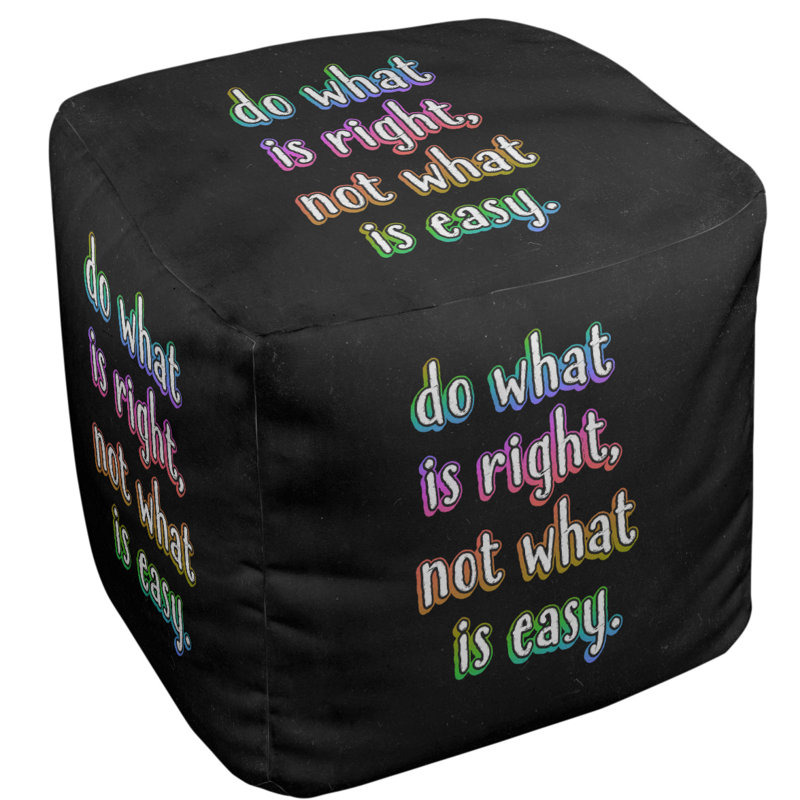 Upholstered Ottoman, Black/Purple/Yellow