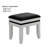 Contemporary Style 1Pc Vanity Set Tri-Fold Mirror 14Pcs Bulbs Black Glass Table Top Upholstered Stool Seat Knob Handles Felt Lined Drawers Black And White Finish