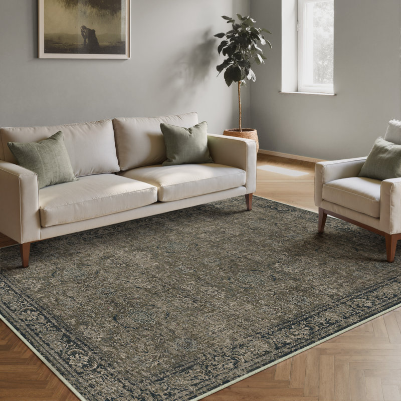 Ainez Tranditional Oriental Machine Washable Area Rugs With Non-Slip Backing, Rectangle 5' x 7'