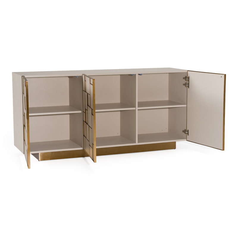 Auer 3 Door Sideboard, Cream Ash/Gold