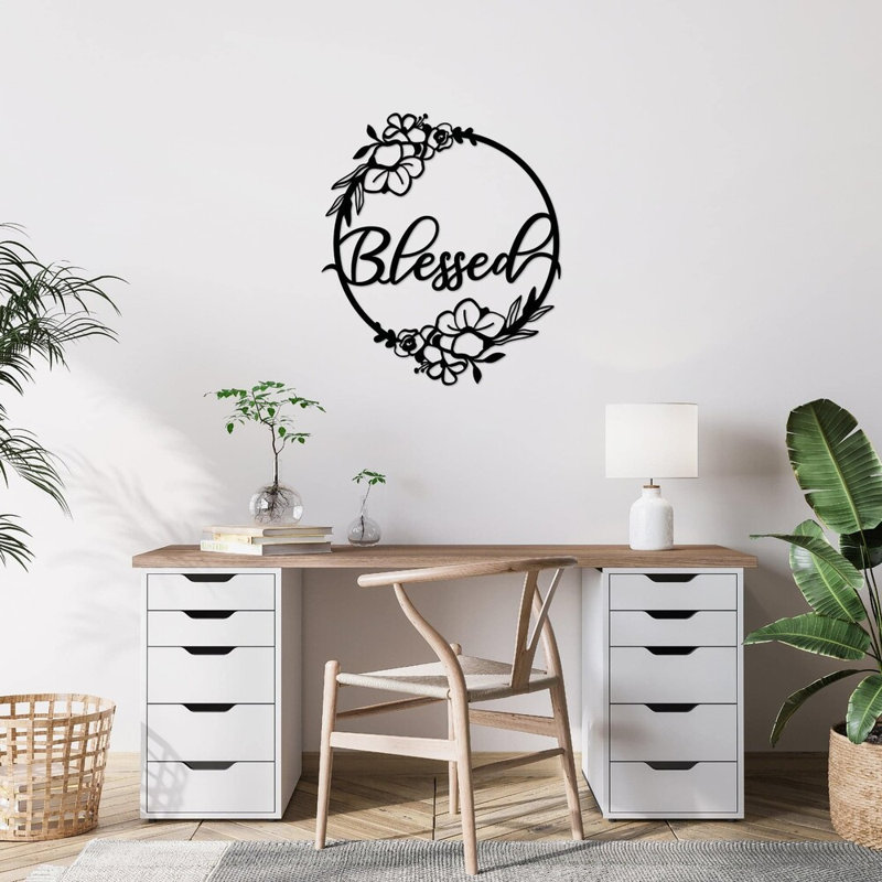 Art mural en métal Blessed, Argent