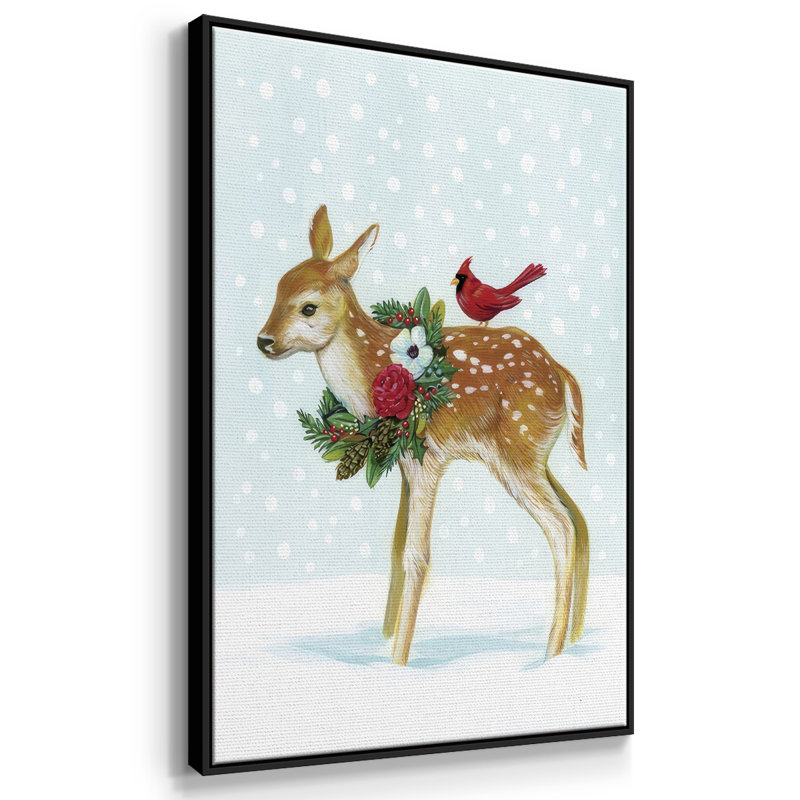 Créatures de l'hiver avec des cardinaux II, Cadre noir, H 25 po x l 17 po x P 1,5 po