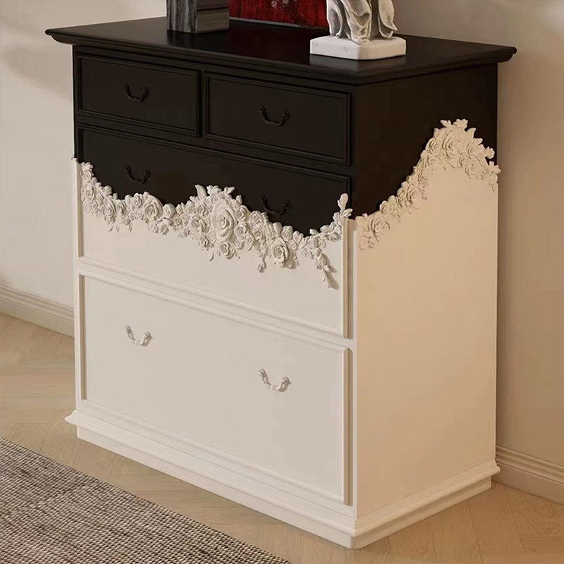 Buffet décoratif rétro en bois massif noir