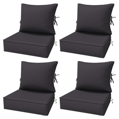 6.5″ Outdoor Replacement Cushion Set, Deep Seating Seat / Back Cushion Set, 24″W X 24″ D, Set Of 4