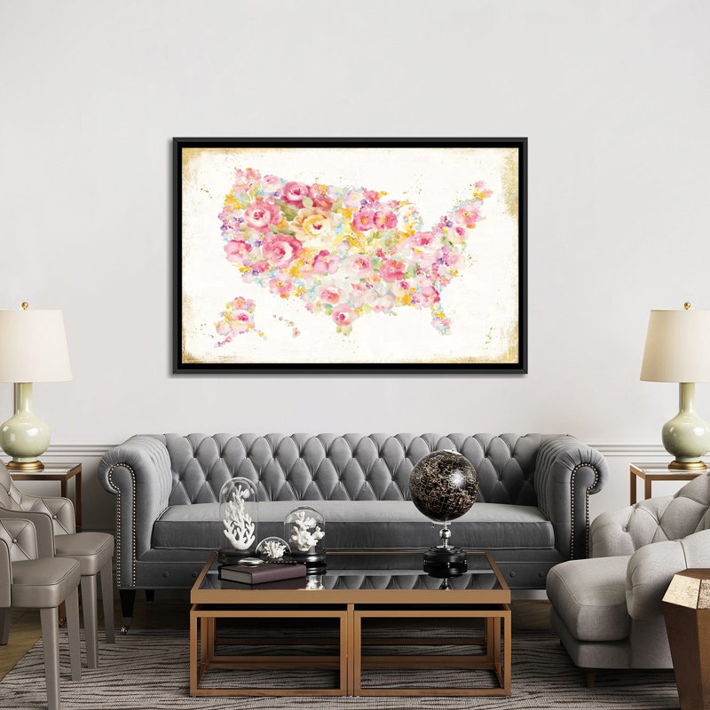 «Midsummer USA», impression sur toile tendue, Toile avec cadre flottant noir, L 26 po x H 18 po x P 1,5 po, Pas de tapis