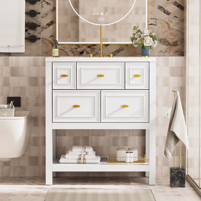 Base de meuble-lavabo simple 29,56 po seulement, Blanc