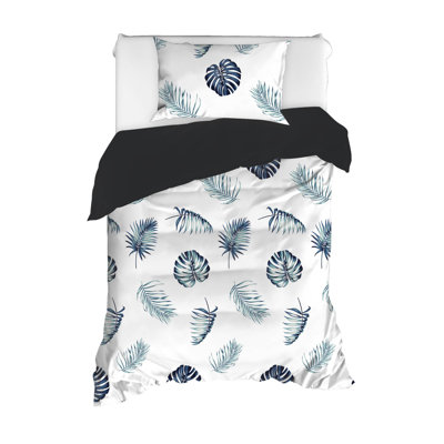 Ensemble de housse de couette 100% coton Betteridge blanc / noir / bleu foncé