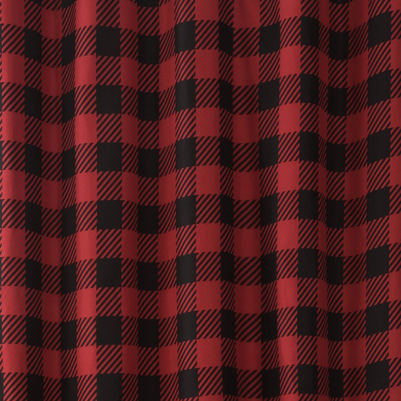 Barten Plaid Shower Curtain with Hooks Included