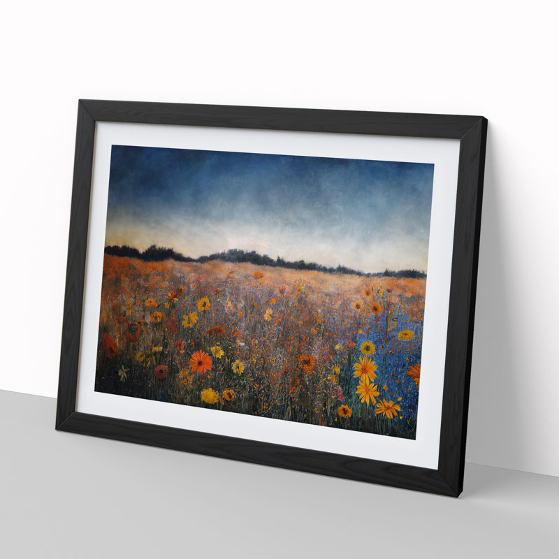 Incomparable Wildflowers Floral - Single Picture Frame Painting, 34cm H x 46cm W x 2cm D, Black