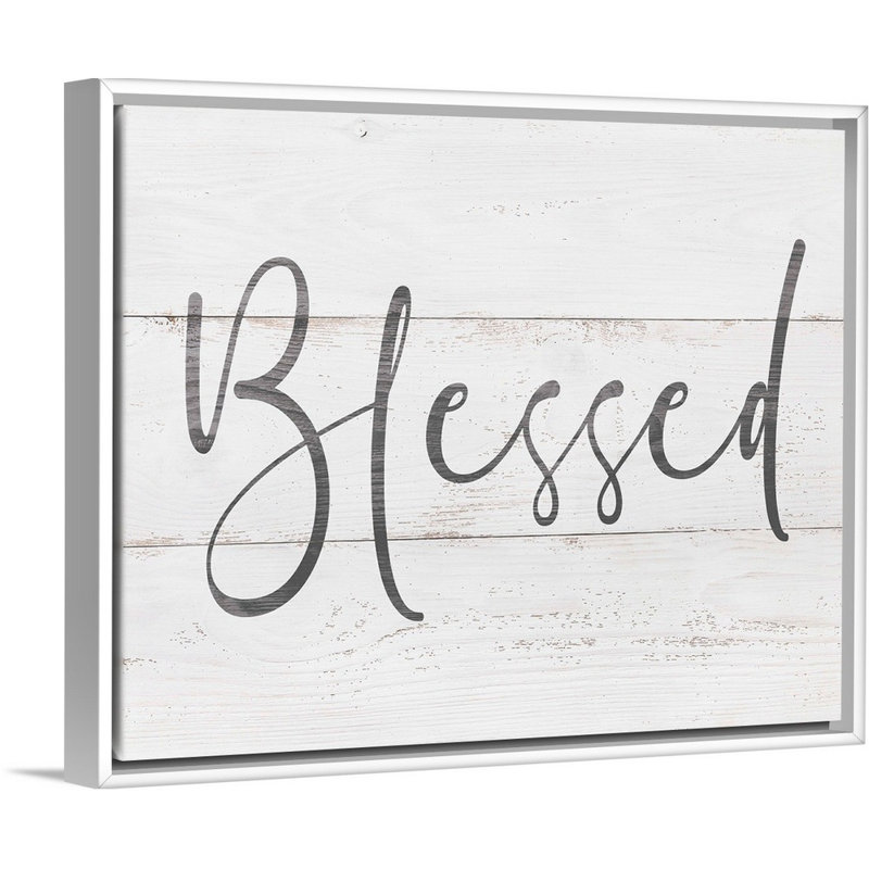 Family Quotes - Blessed White - reproduction sur toile, H 18 po x l 22 po x P 1,75 po, Cadre flottant blanc