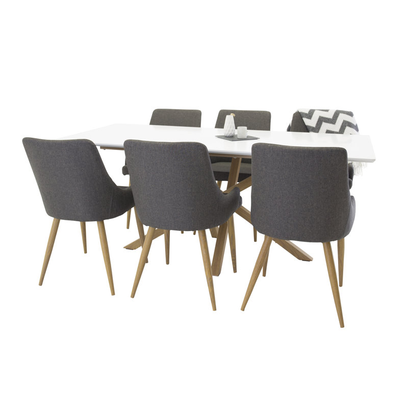 Chelsey 6 - Person Dining Set, White, Dark Grey/Oak