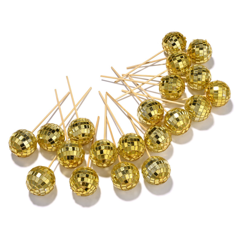  20 pièces mini-boule disco 1,6 "petit miroir réfléchissant pour décoration de fête des années 70 or, Doré