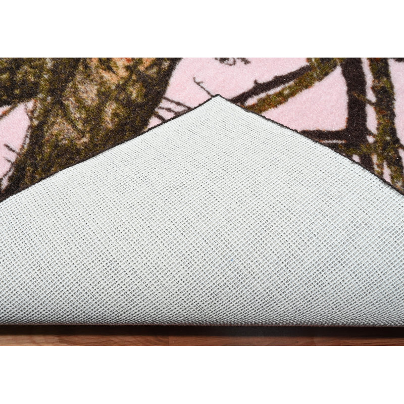 Break-Up Pink Camouflage Tufted Synthetic 6' x 9' Area Rug