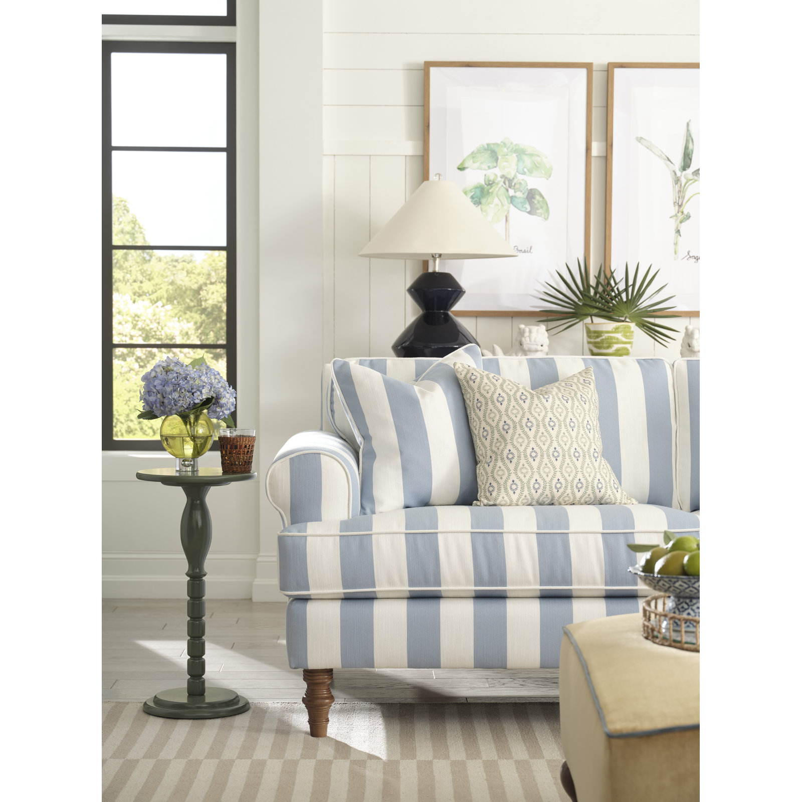 Erin & Ben Co. 87" Sofa, Cream/Blue/White
