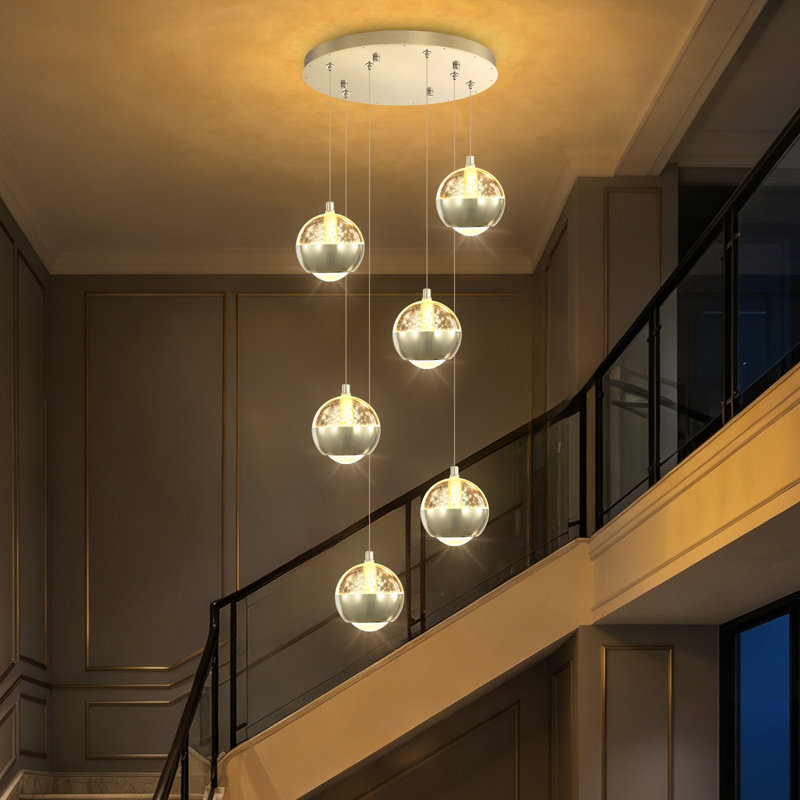 Lustre globe en cristal à DEL, 6 Lights, Chrome chrome