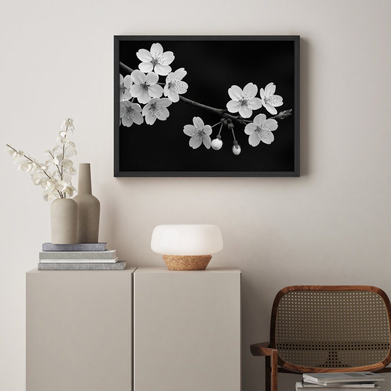 Reproduction florale encadrée pour décoration florale - 11 po x 14 po, H 11 po x l 14 po, Noir