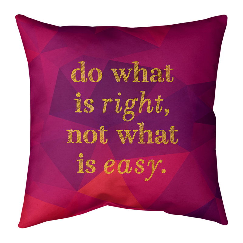 Housse de coussin en lin faux gemme do what is what is right, 18 po x 18 po, Rubellite / or
